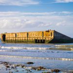 Remains of the artificial Mulberry Harbour at Arromanches, France